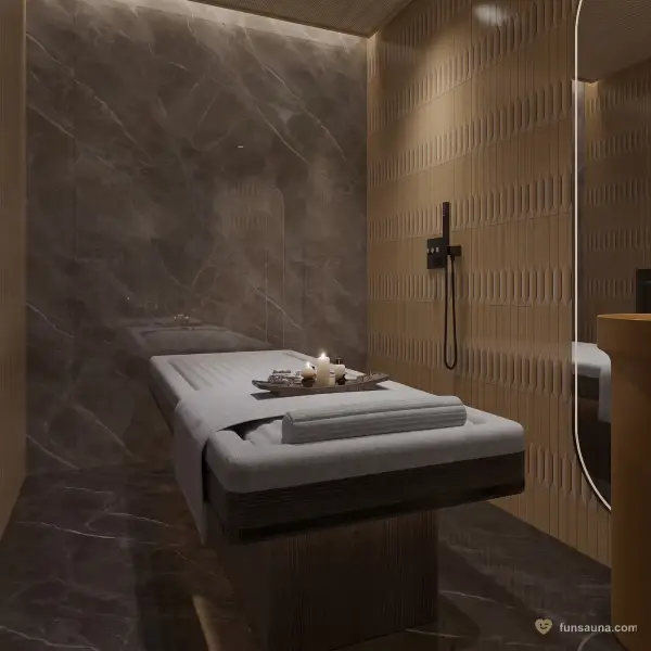 Dark marble private wash room at Empire Sauna, Macau