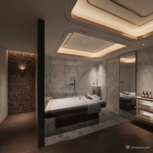 Gold ceiling marble suite at Empire Sauna, Macau