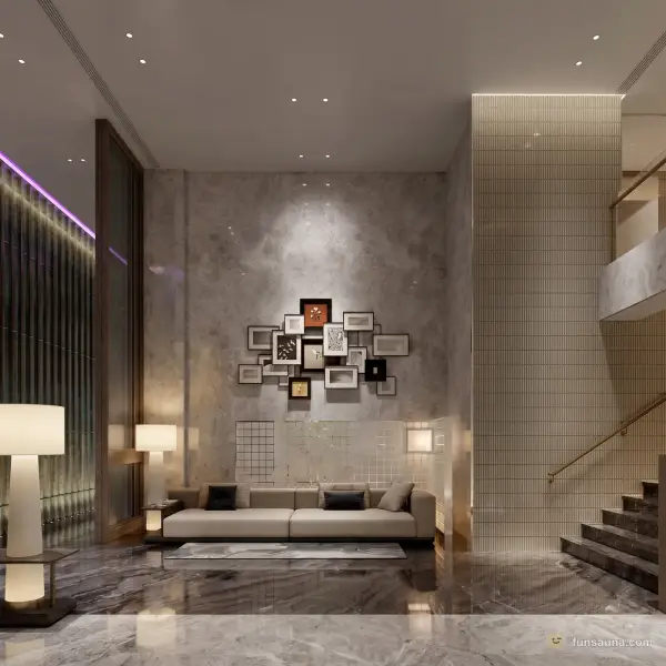 Grand lobby photo wall at Empire Sauna Macau