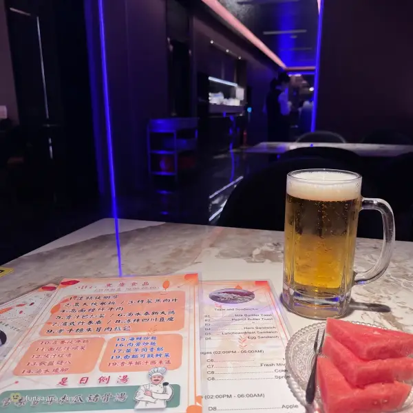 Free beer menu spread at Familia Nobre, Macau