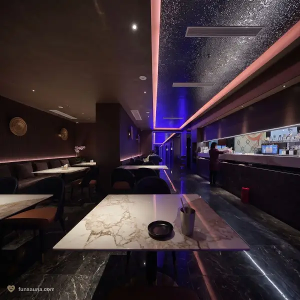 Marble bar dining at Familia Nobre, Macau