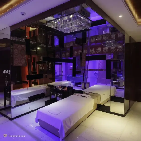 Mirror chandelier massage room at Familia Nobre, Macau