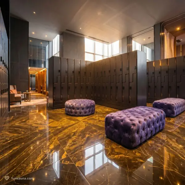 Marble locker room at M CLUB Macau sauna and spa