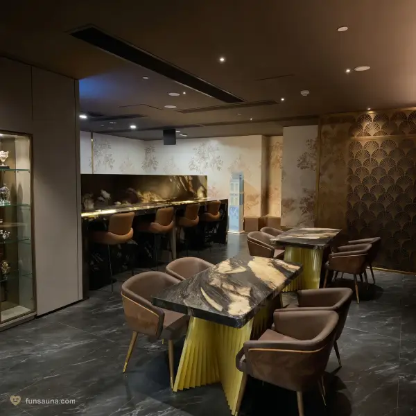 Marble dining bar at Manhao Spa, Macau