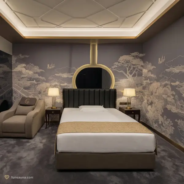 Manhao Spa Macau — mural-wrapped bedroom suite inside the Grandview Hotel, Taipa