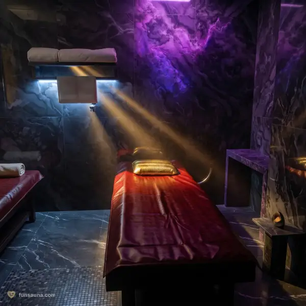 Manhao Spa Macau — signature red waterbed under spotlight in a luxury treatment suite