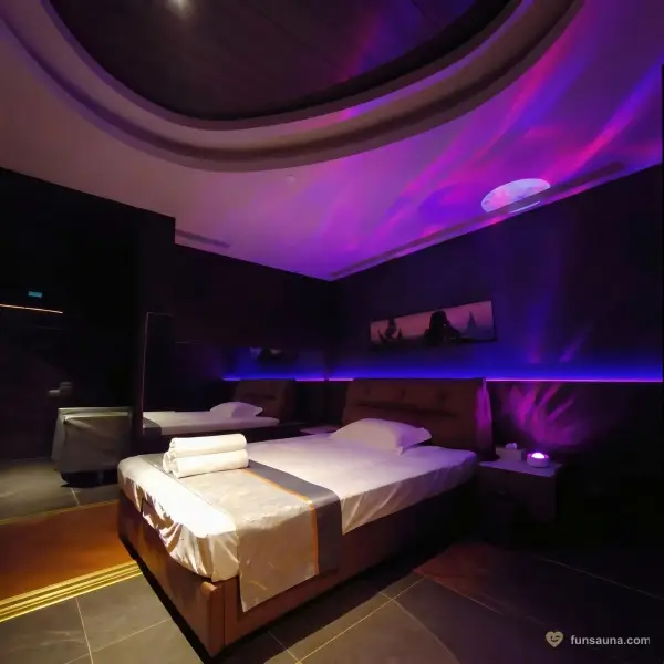 Aurora purple bedroom suite at Number Nine Spa in Macau
