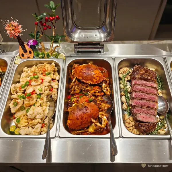 Steak crab buffet station at Oceanic Royal Spa, Macau