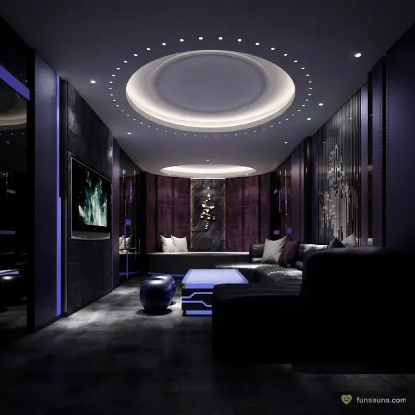 Purple vip lounge at The Excellent Sauna, Macau