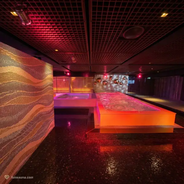Mosaic-tiled jacuzzi pool at Victoria Sauna, Macau